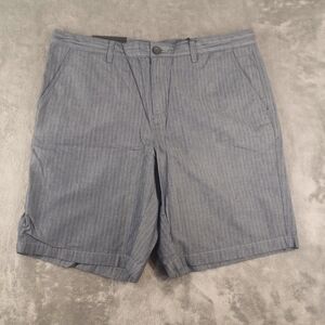 Marc Anthony Mens Gray Pinstripe Flat Front SlimShorts Size 34 NWT